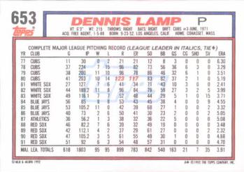 Dennis Lamp  baseball card collectible - Main Image 2