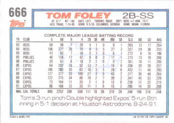 Tom Foley  baseball card collectible - Main Image 2