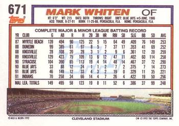 Mark Whiten  baseball card collectible - Main Image 2