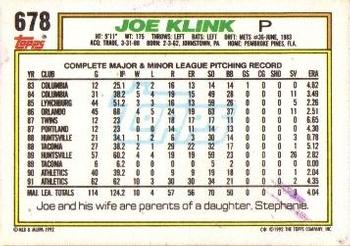 Joe Klink  baseball card collectible - Main Image 2