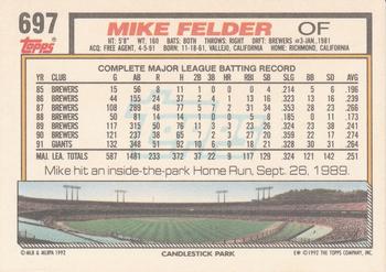 Mike Felder  baseball card collectible - Main Image 2