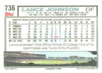 Lance Johnson  baseball card collectible - Main Image 2
