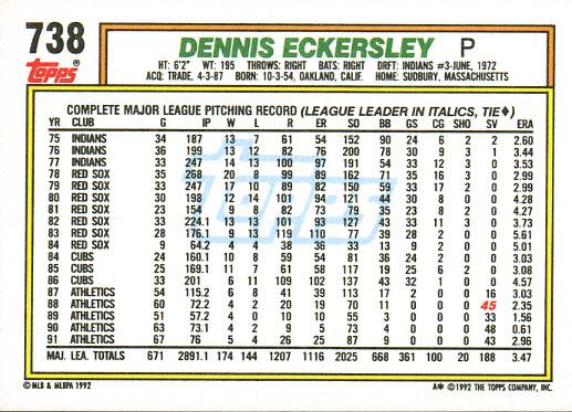 Dennis Eckersley  baseball card collectible - Main Image 2