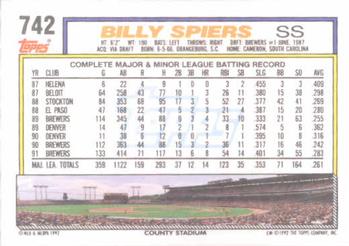 Billy Spiers  baseball card collectible - Main Image 2