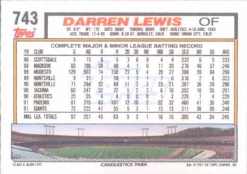 Darren Lewis  baseball card collectible - Main Image 2