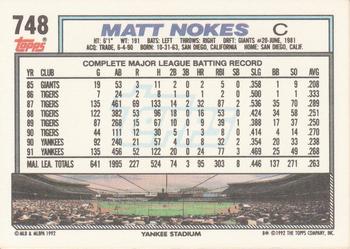 Matt Nokes  baseball card collectible - Main Image 2