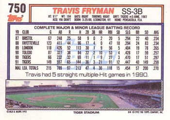 Travis Fryman  baseball card collectible - Main Image 2