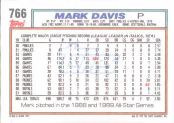 Mark Davis  baseball card collectible - Main Image 2