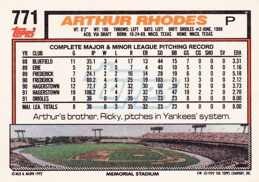 Arthur Rhodes  baseball card collectible - Main Image 2