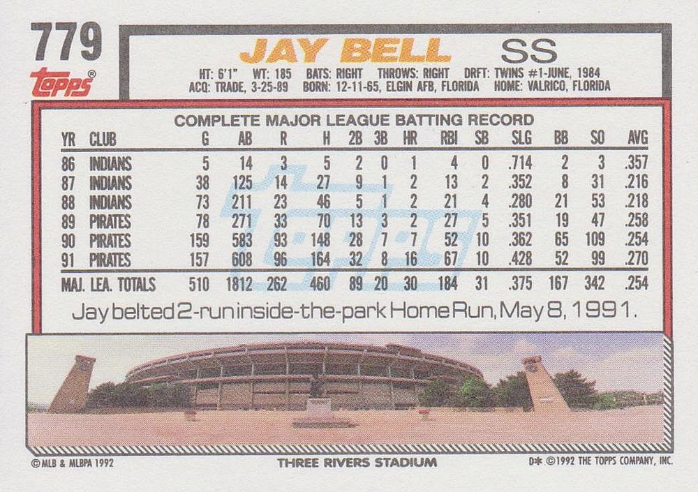 Jay Bell  baseball card collectible - Main Image 2
