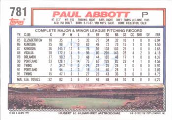 Paul Abbott  baseball card collectible - Main Image 2