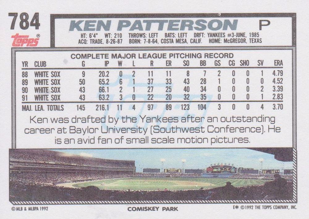 Ken Patterson  baseball card collectible - Main Image 2