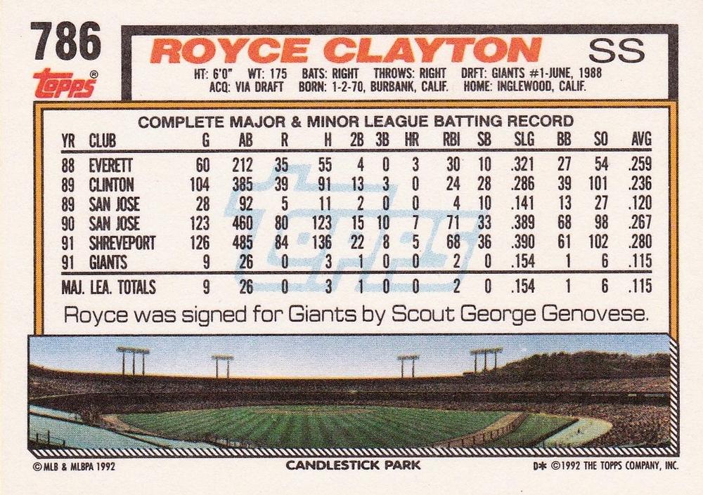 Royce Clayton  baseball card collectible - Main Image 2
