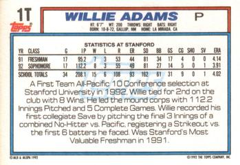 Willie Adams  baseball card collectible - Main Image 2