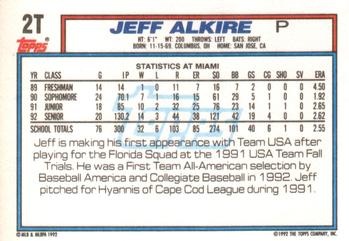 Jeff Alkire  baseball card collectible - Main Image 2