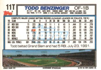 Todd Benzinger  baseball card collectible - Main Image 2