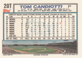 Tom Candiotti  baseball card collectible - Main Image 2