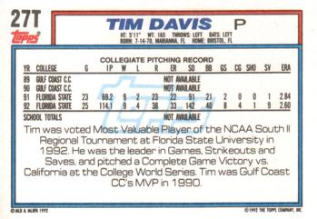 Tim Davis  baseball card collectible - Main Image 2