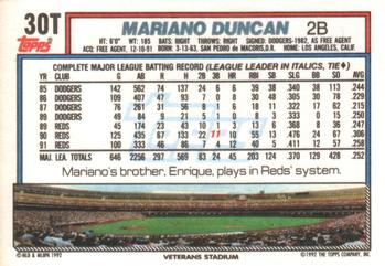 Mariano Duncan  baseball card collectible - Main Image 2