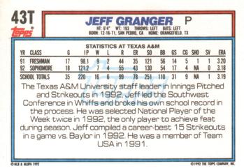Jeff Granger  baseball card collectible - Main Image 2