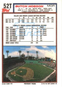Butch Hobson  baseball card collectible - Main Image 2