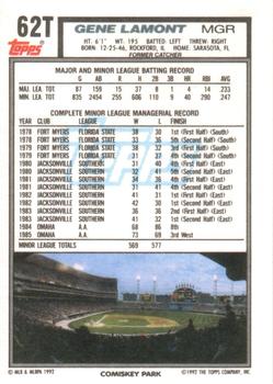 Gene Lamont  baseball card collectible - Main Image 2