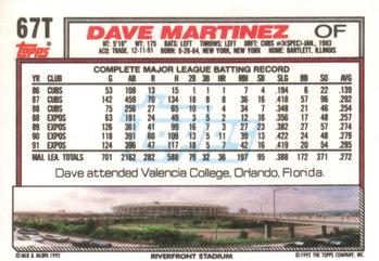 Dave Martinez  baseball card collectible - Main Image 2