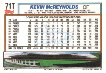 Kevin McReynolds  baseball card collectible - Main Image 2