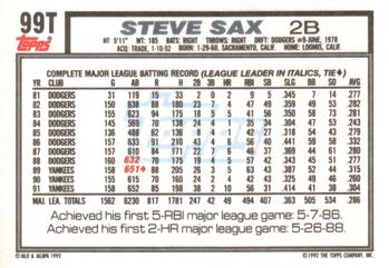 Steve Sax  baseball card collectible - Main Image 2