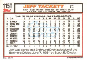 Jeff Tackett  baseball card collectible - Main Image 2