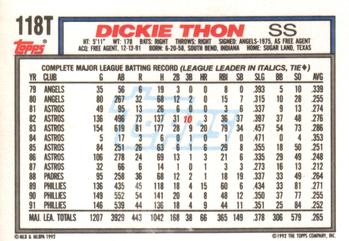 Dickie Thon  baseball card collectible - Main Image 2