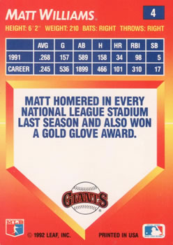 Matt Williams  baseball card collectible - Main Image 2