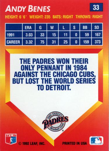 Andy Benes  baseball card collectible - Main Image 2