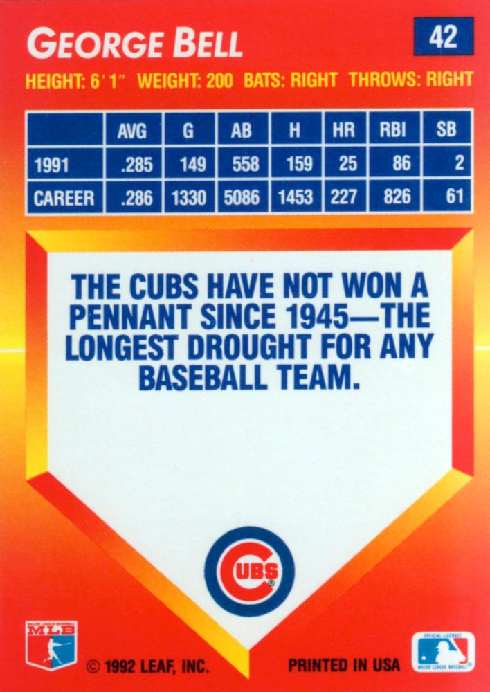 George Bell  baseball card collectible - Main Image 2