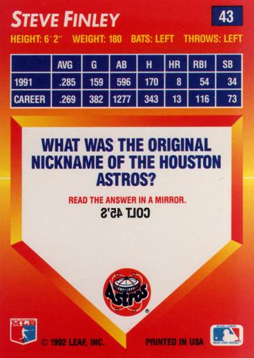 Steve Finley  baseball card collectible - Main Image 2