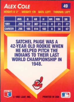 Alex Cole  baseball card collectible - Main Image 2