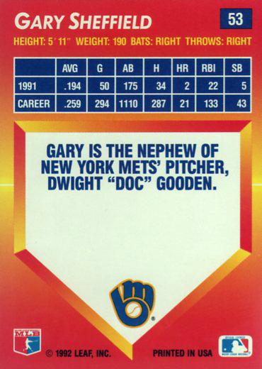 Gary Sheffield  baseball card collectible - Main Image 2