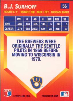 B.J. Surhoff  baseball card collectible - Main Image 2