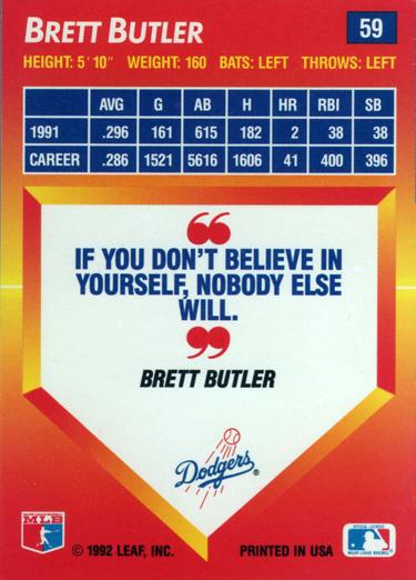 Brett Butler  baseball card collectible - Main Image 2