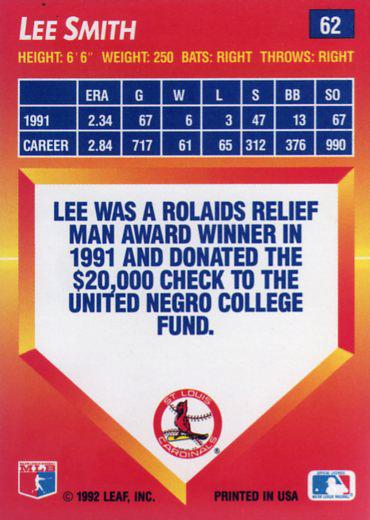 Lee Smith  baseball card collectible - Main Image 2