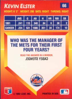 Kevin Elster  baseball card collectible - Main Image 2