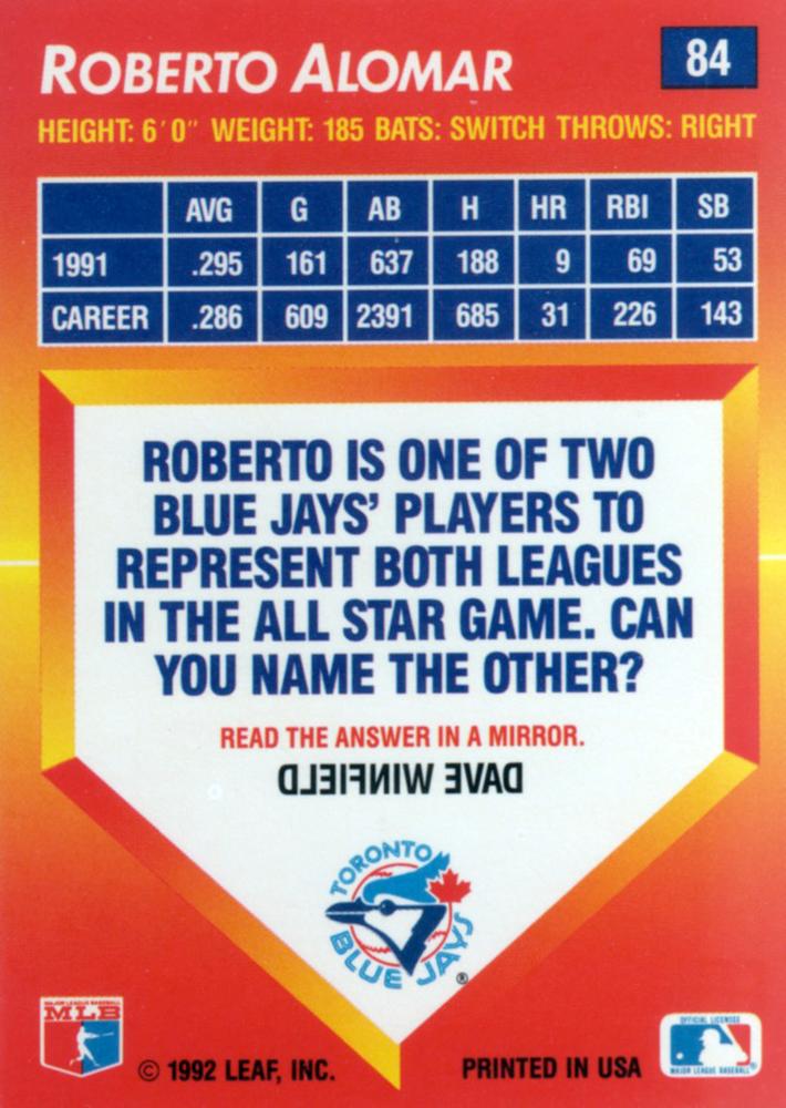 Roberto Alomar  baseball card collectible - Main Image 2