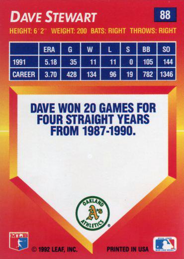 Dave Stewart  baseball card collectible - Main Image 2