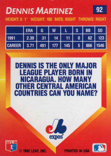 Dennis Martinez  baseball card collectible - Main Image 2