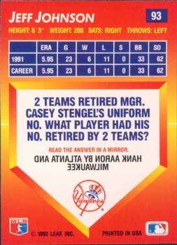 Jeff Johnson  baseball card collectible - Main Image 2