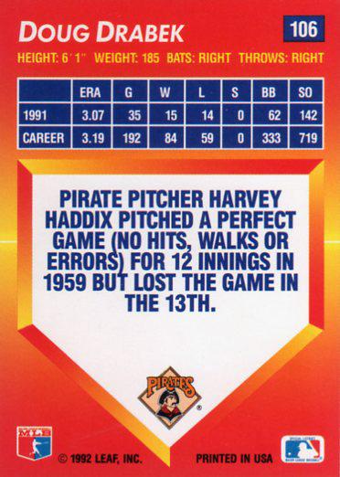 Doug Drabek  baseball card collectible - Main Image 2