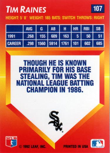 Tim Raines  baseball card collectible - Main Image 2