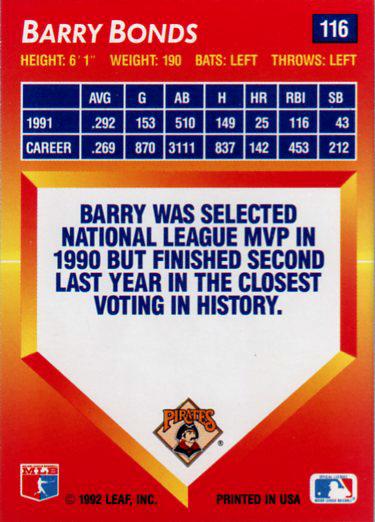 Barry Bonds  baseball card collectible - Main Image 2