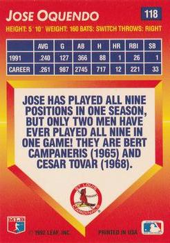 Jose Oquendo  baseball card collectible - Main Image 2
