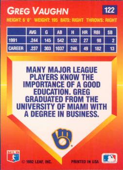 Greg Vaughn  baseball card collectible - Main Image 2